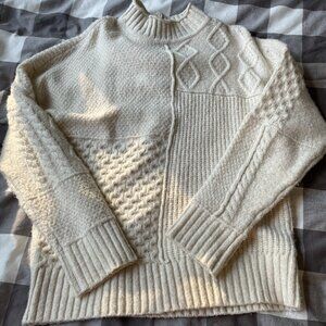 American Eagle soft and cozy mixed stitch sweater cream